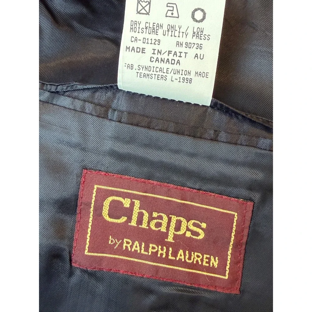 Chaps Ralph Lauren Blazer 46R Glen Plaid Wool Sport Coat Mens 46 Regular Navy